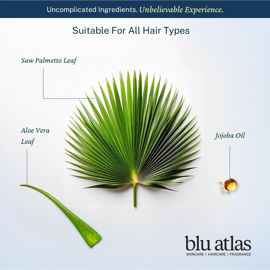 Blu Atlas Men's Natural Shampoo – Organic, Sulfate-Free, Paraben-Free – Deep Cleansing & Hydrating – Classic Scent (Bergamot, Sage, Patchouli) – Made in America– 32 oz