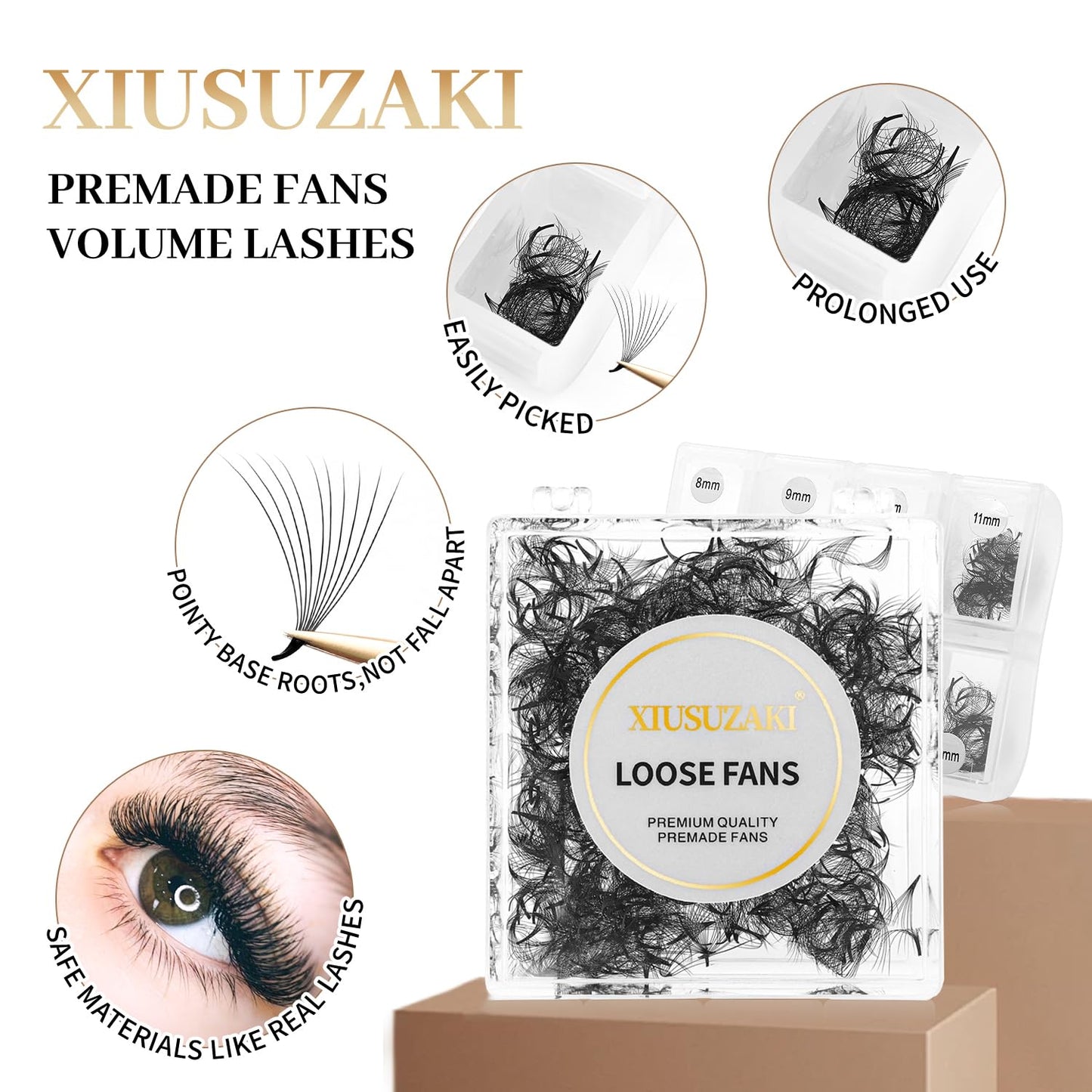 Premade Fans Eyelash Extensions 600 Fans 5D Premade Lash Fans Volume Lash Extensions 0.07 Thickness Eyelash Extension D Curl 12mm Fluffy Soft Handmade Loose Fan(600Fans-5D-0.07-D,12mm)