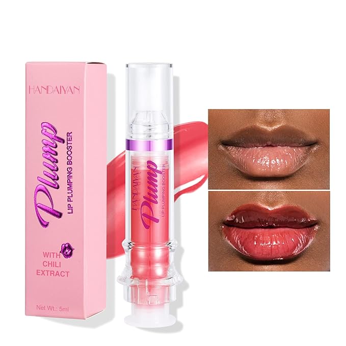 Natural Spicy Lip Plumping Booster Lip Plumping Oil，Lip Plumper Gloss, Ultra-Hydrating & Nourishing Plump and Pout Lip Plumper, Glossy Finish Fuller Lip Plumping Lip Gloss for Women Girls(02#)