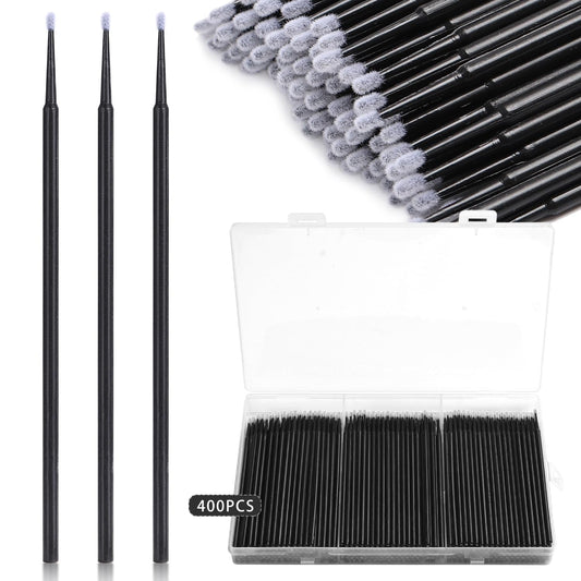 400 Pcs Micro Applicator Brushes,JASSINS Microswabs for eyelash extensions,Disposable 2mm Precision Mascara swab,For Cleaning and Applying Makeup (Black)