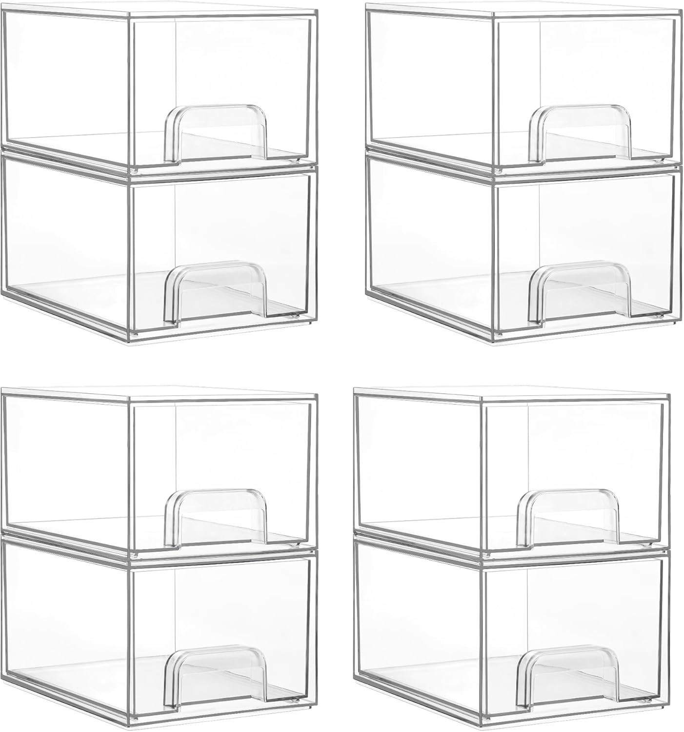 Vtopmart 8 Pack Clear Small Stackable Storage Drawers,Acrylic Bathroom Makeup Organizer,Plastic Storage Bins For Vanity, Undersink, Kitchen Cabinets, Pantry, Home Organization