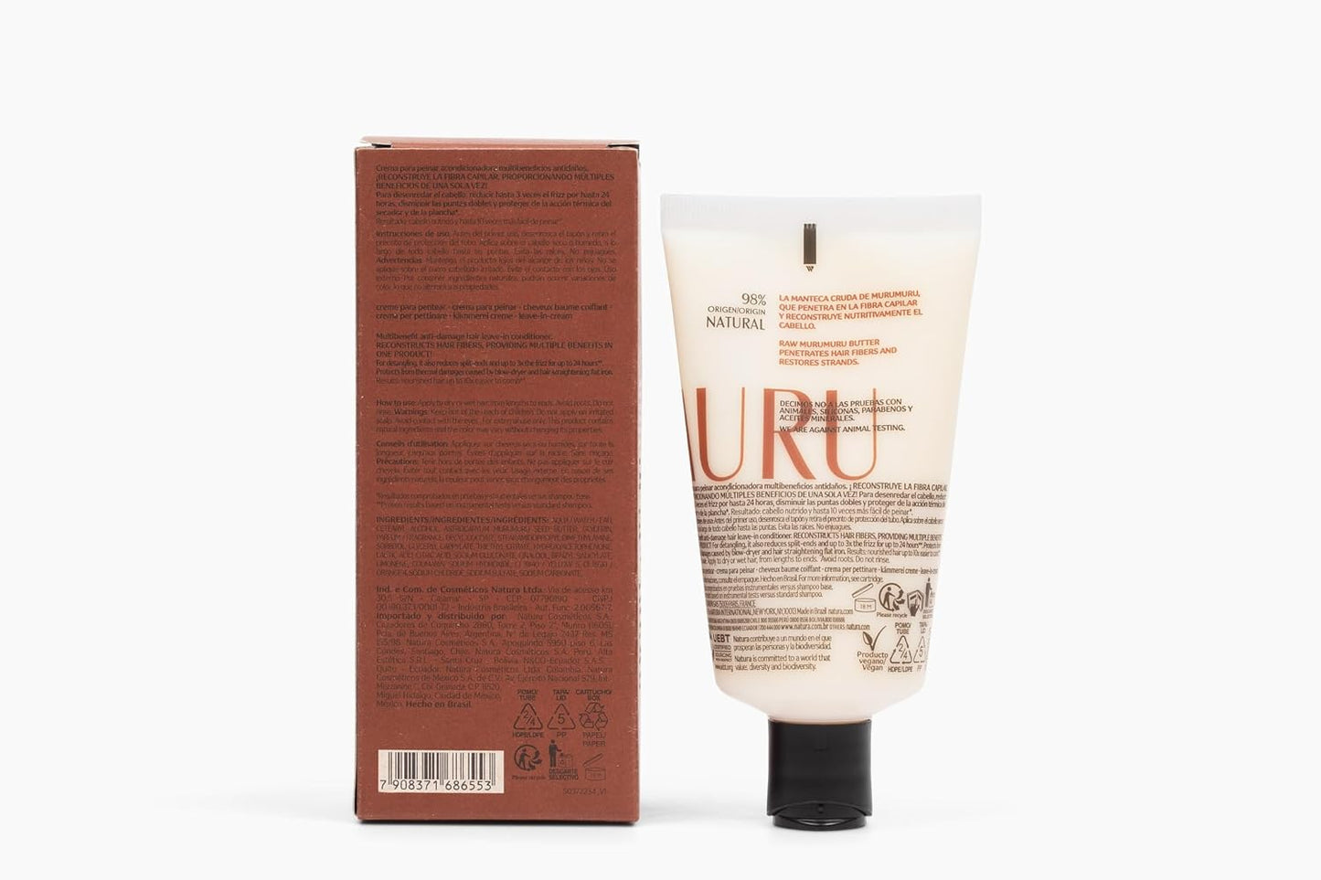 natura Ekos Murumuru Anti-Damage Leave-In 5 fl oz (150ml) - Reconstructs Hair Fiber, Reduces Frizz, Detangles, and Repairs Split Ends, Vegan, Not Tested On Animals, Unisex, For Frizzy Hair