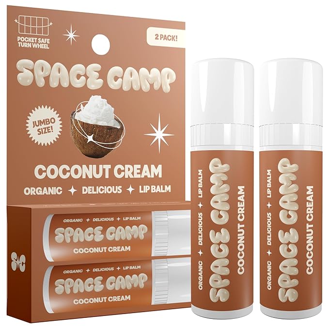 Wellness Jumbo Lip Balm - Coconut Cream Organic Flavored Balm (2 Pack)
