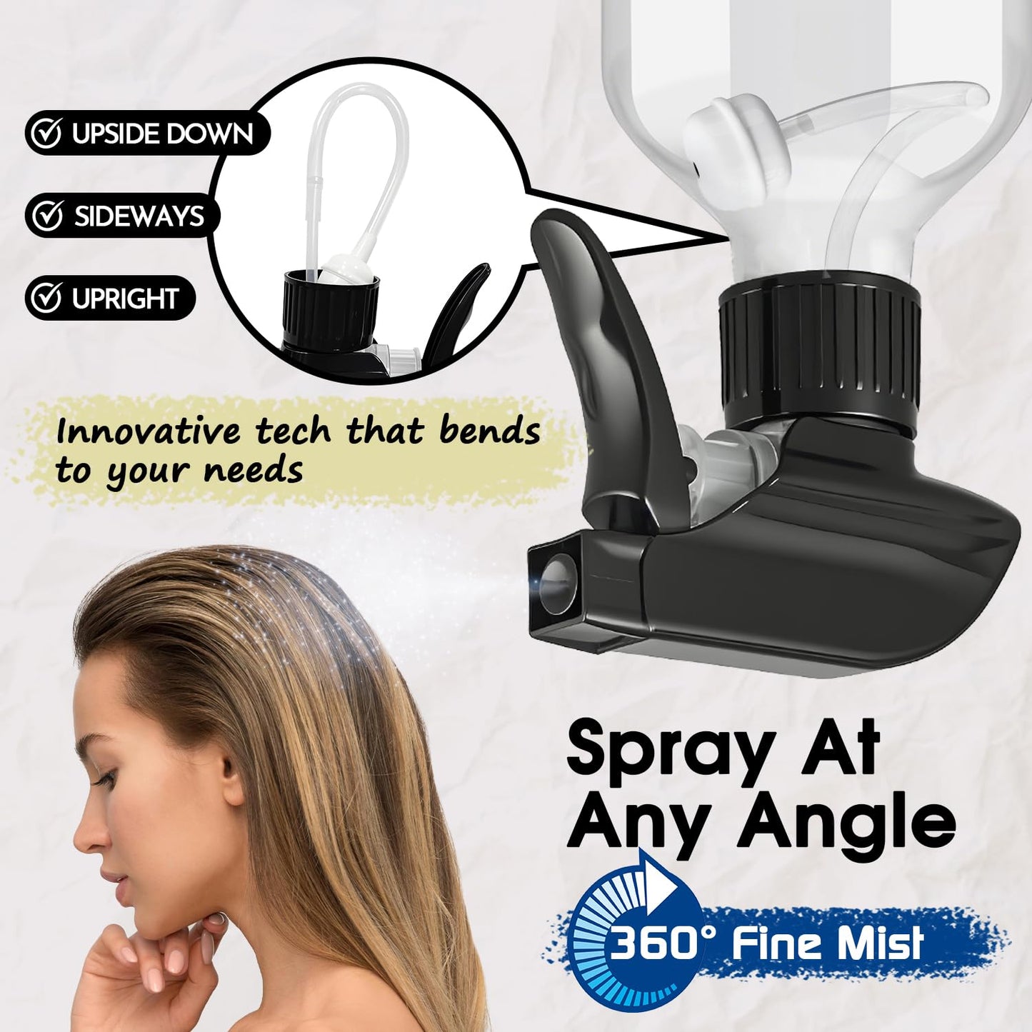 2 Packs Plastic Spray Bottles 360°Water Spray Bottle for Cleaning - 10 oz/300 ml Upside Down Spray Bottle Refillable Small Squirt Bottle with Adjustable Nozzle for Hair, Cooking, Plant, Pet (Brown)