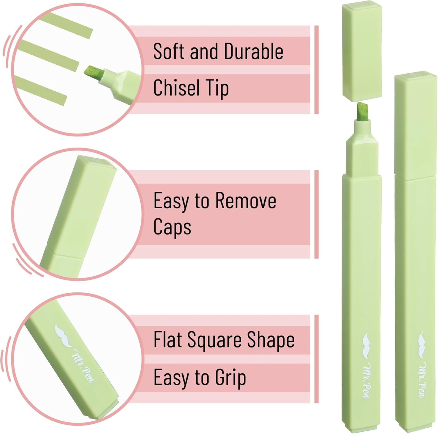 Mr. Pen- Aesthetic Highlighters, 8 Pack, Chisel Tip, Shades of Green, Cute Highlighters Assorted Colors, Back to School Supplies