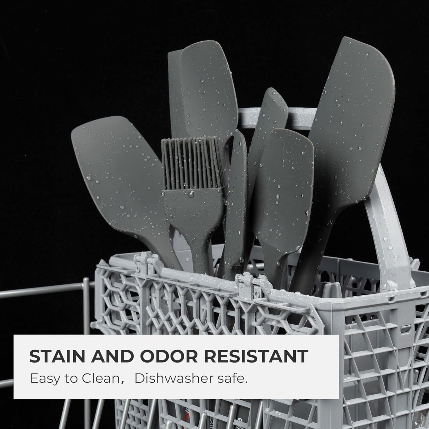 Elihome Mini Silicone Spoonula - Non-Stick Heat Resistant Silicone Scraper Spatula for Mixing, Serving, Scraping, Stirring, and More, 8.75 Inch, Dark Grey