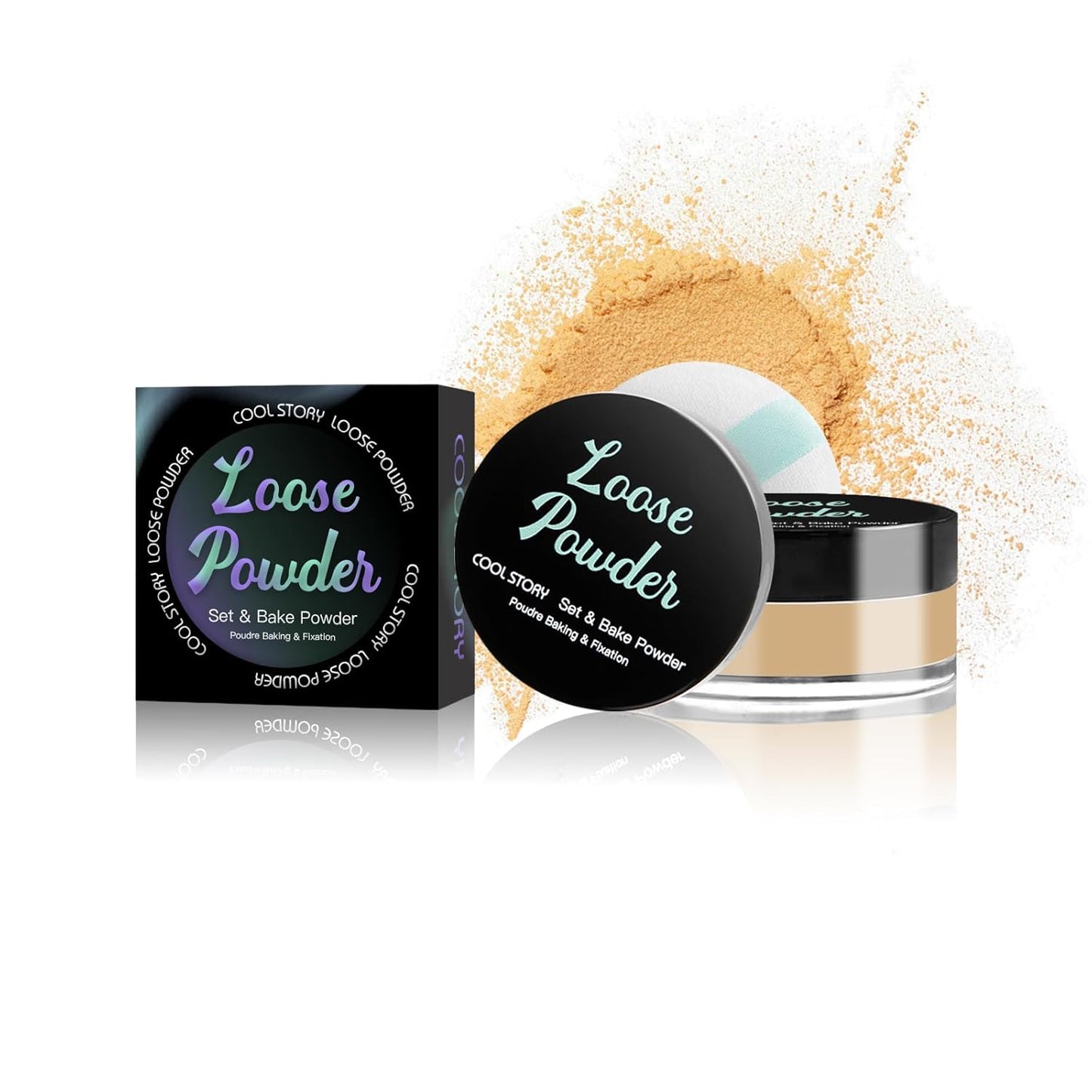 Loose Setting Powder, Bake Makeup Powder Full Coverage Matte Finish (Honey Beige, 6g/O.21oz)