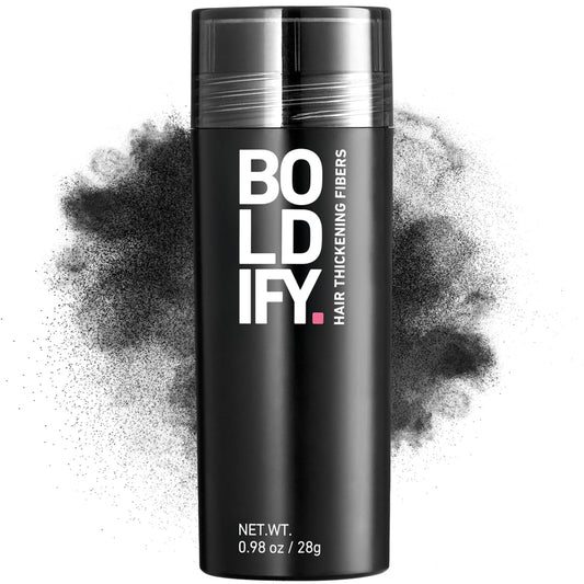 BOLDIFY Hair Fibers (28g) - Fill In Thinning and Fine Hair for an Instantly Fuller, Thicker Look - 14 Shades for Women & Men - Black