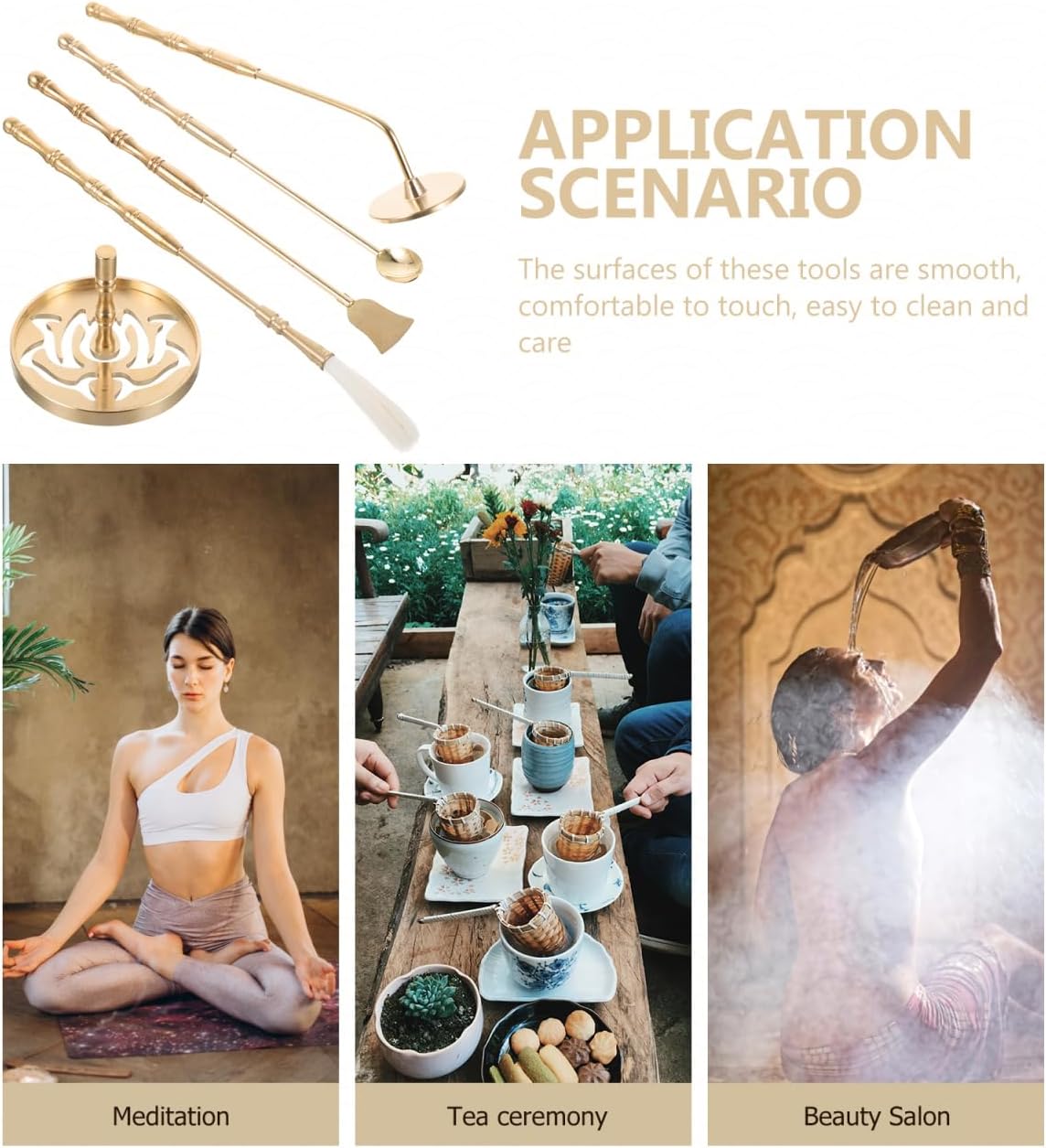 Incense Burner Kit 5pcs - Incense Cone Molds, Press, Shovel, Brush - Brass Chinese Incense Burner Kit Incense Making Kit for Yoga Meditation DIY Home Fragrance