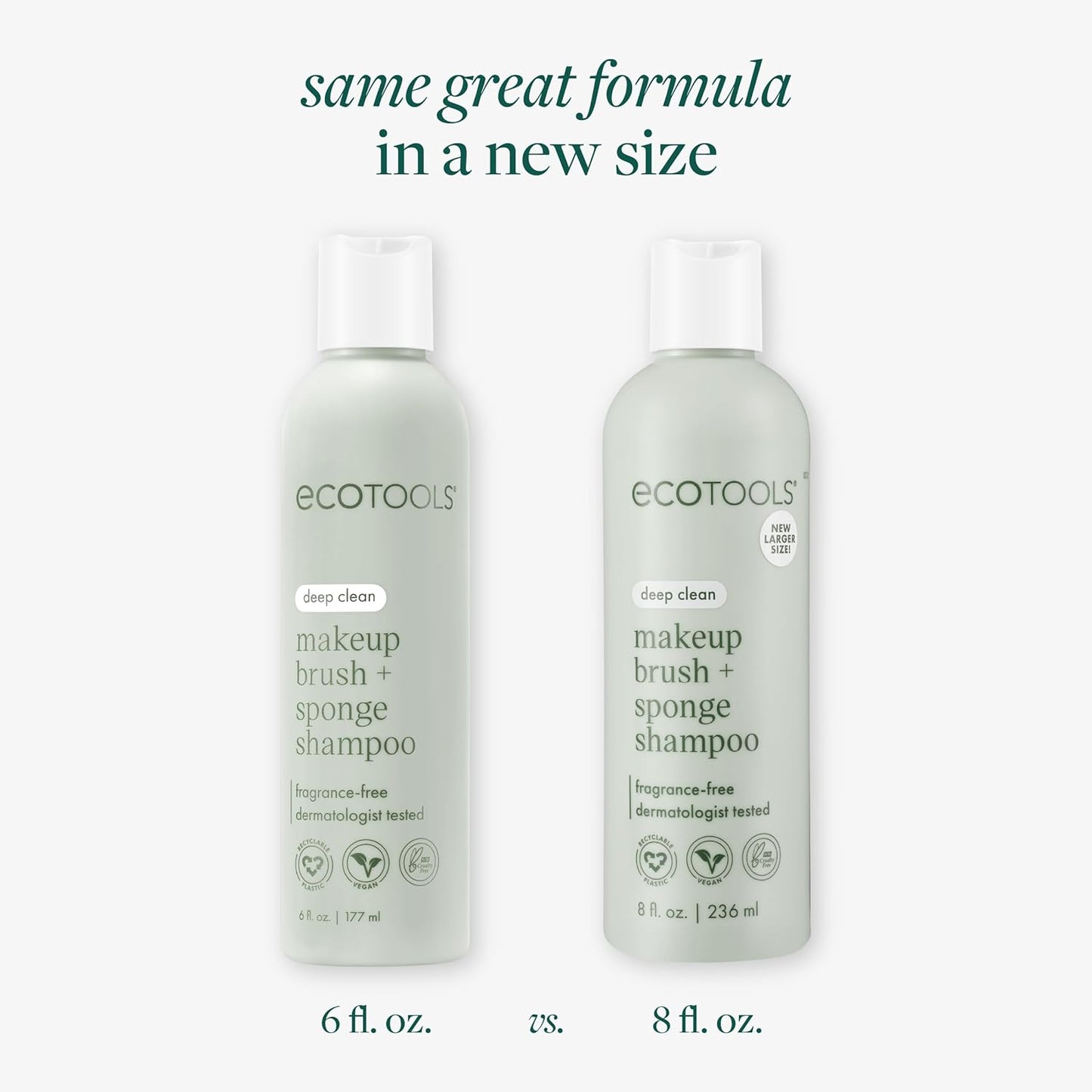 EcoTools Cleanser Shampoo for Makeup Brush/Sponge/Puffs, Remove Makeup & Impurities, Fragrance-Free, No Harsh Chemicals, Vegan & Cruelty-Free, 6 fl.oz./177 ml, 1 Count