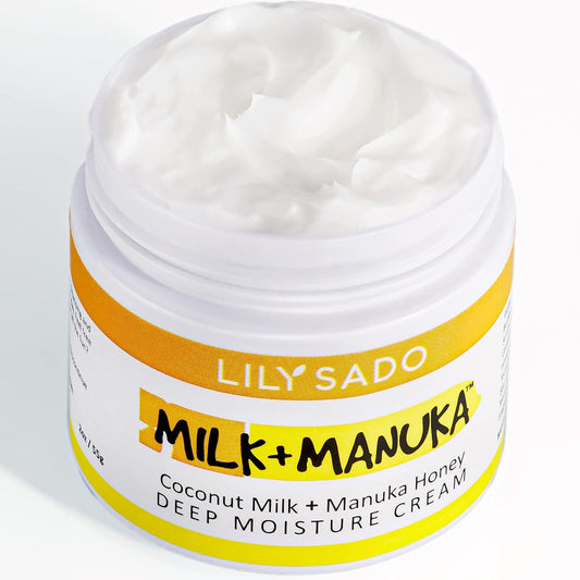 LILY SADO MILK+MANUKA™ Coconut Milk and Manuka Honey Natural Face Moisturizer - Non Greasy Organic Facial Cream with Cocoa Butter and Gotu Kola - Amazing Anti-aging Formula