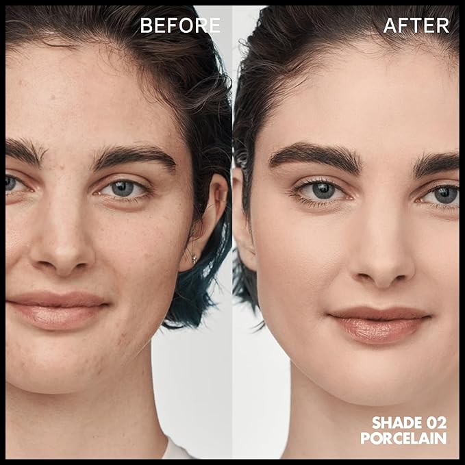 FOCALLURE 2 Pcs Liquid Foundation, Skin Evolution Foundation + Concealer, Full Coverage Foundation Makeup, Durable, Waterproof, Oil-Control, Hides Wrinkles & Lines, Porcelain