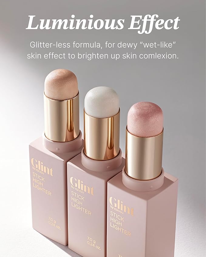 Glint Stick Highlighter (Dewy Moon, 0.24oz) - Multi-Use Illuminator Stick by LG Beauty. Creamy & Blendable Color.