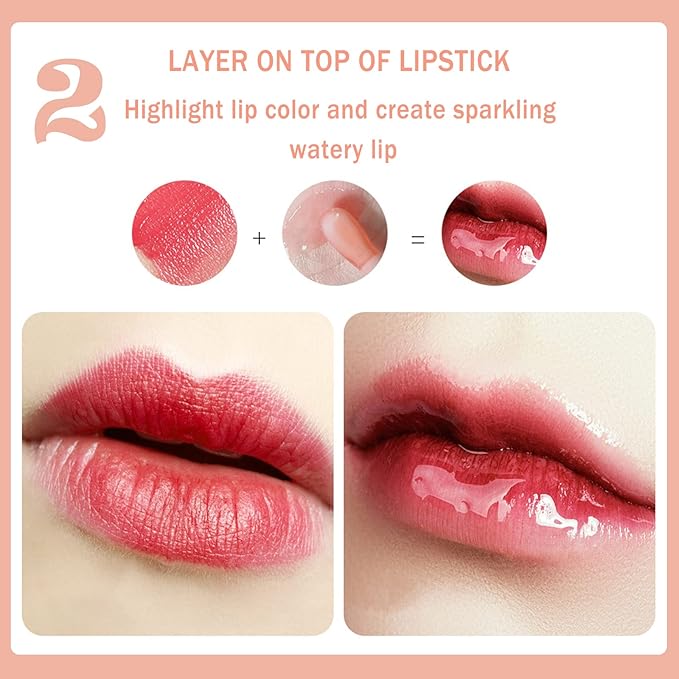 Lip Oil Hydrating Tinted Lip Balm, Plump Lip Gloss Lip Care Transparent Toot Lip Oil Tinted, Glass Lip Glow Oil Fresh Texture & Non-sticky, Nourishing Repairing Lightening Lip Lines Lip Care (001#)