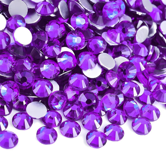 Flatback Rhinestones Round Gems for Nails Art and Crafts 1250Pcs SS20 5mm Glitter Crystals Stone DIY Bags Clothes Shoes (Purple)