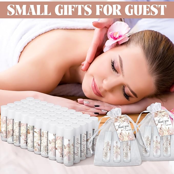 50 Set Employee Appreciation Gifts Bulk Baby Shower Favors Lip Balms Bulk Thank You Gifts Wedding Bridal Shower Bachelorette Gifts Prizes for Guests Women Teacher Coworker Nurse(BOHO)