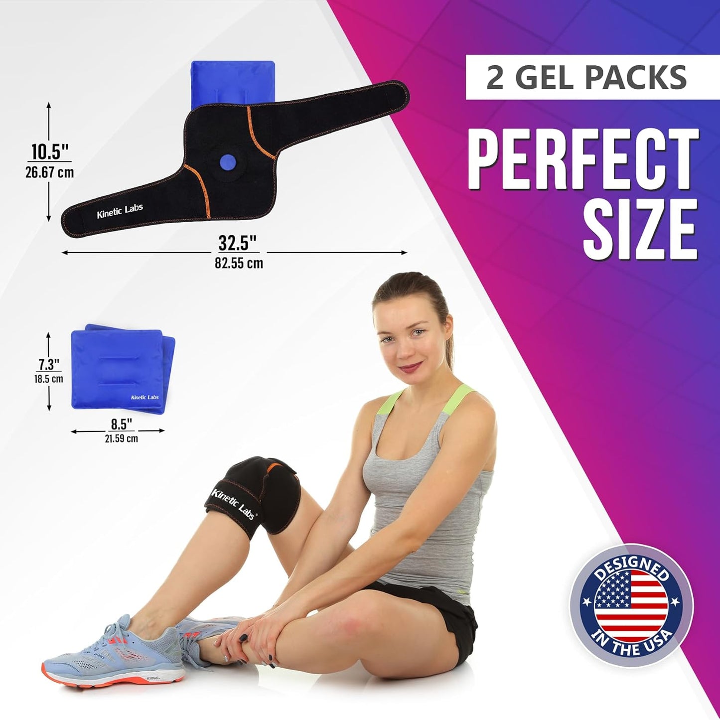 Knee Ice Wrap by Kinetic Labs – Reusable Hot & Cold Gel Pack with Extra Insert – Ice Pack for Knee Injuries, Meniscus, ACL, Tendonitis