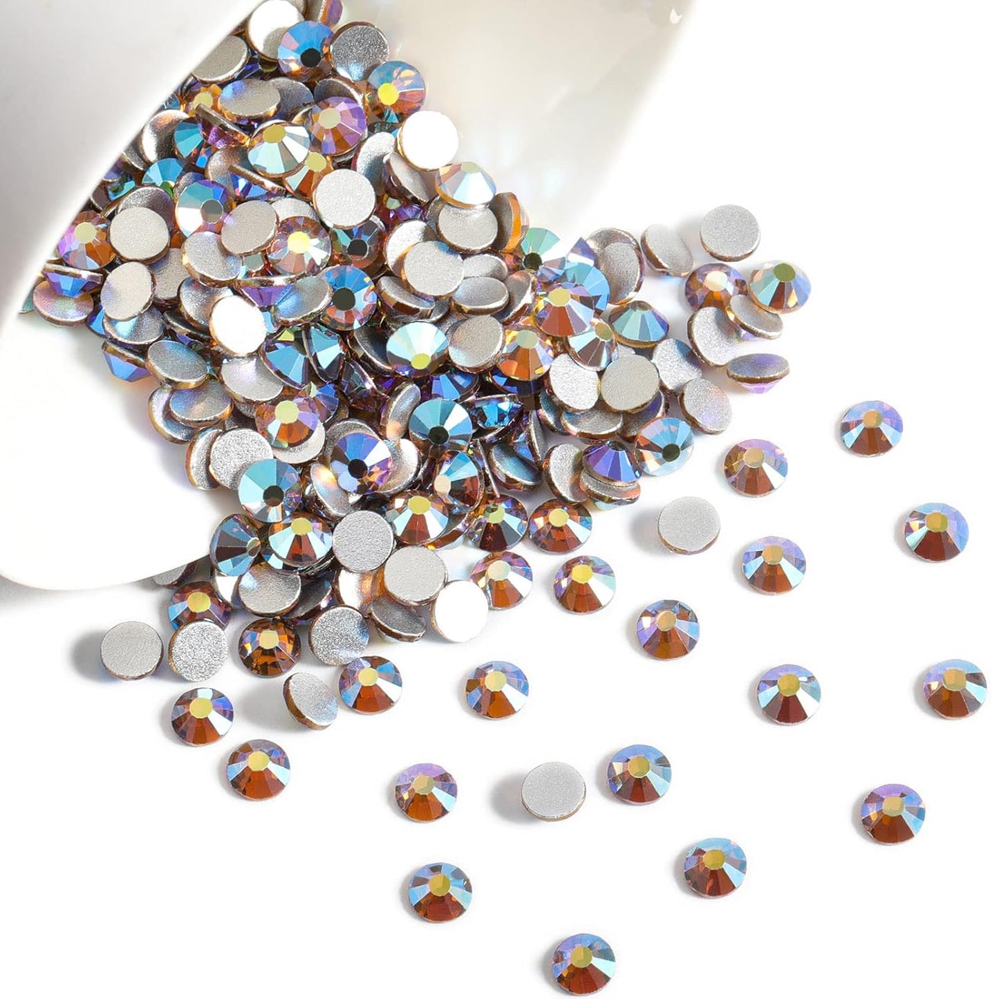 beadsland 1440 Pieces Flat Back Crystal Rhinestones Round Gems, Lt.Colorado Topaz AB,SS12,3.0-3.2mm