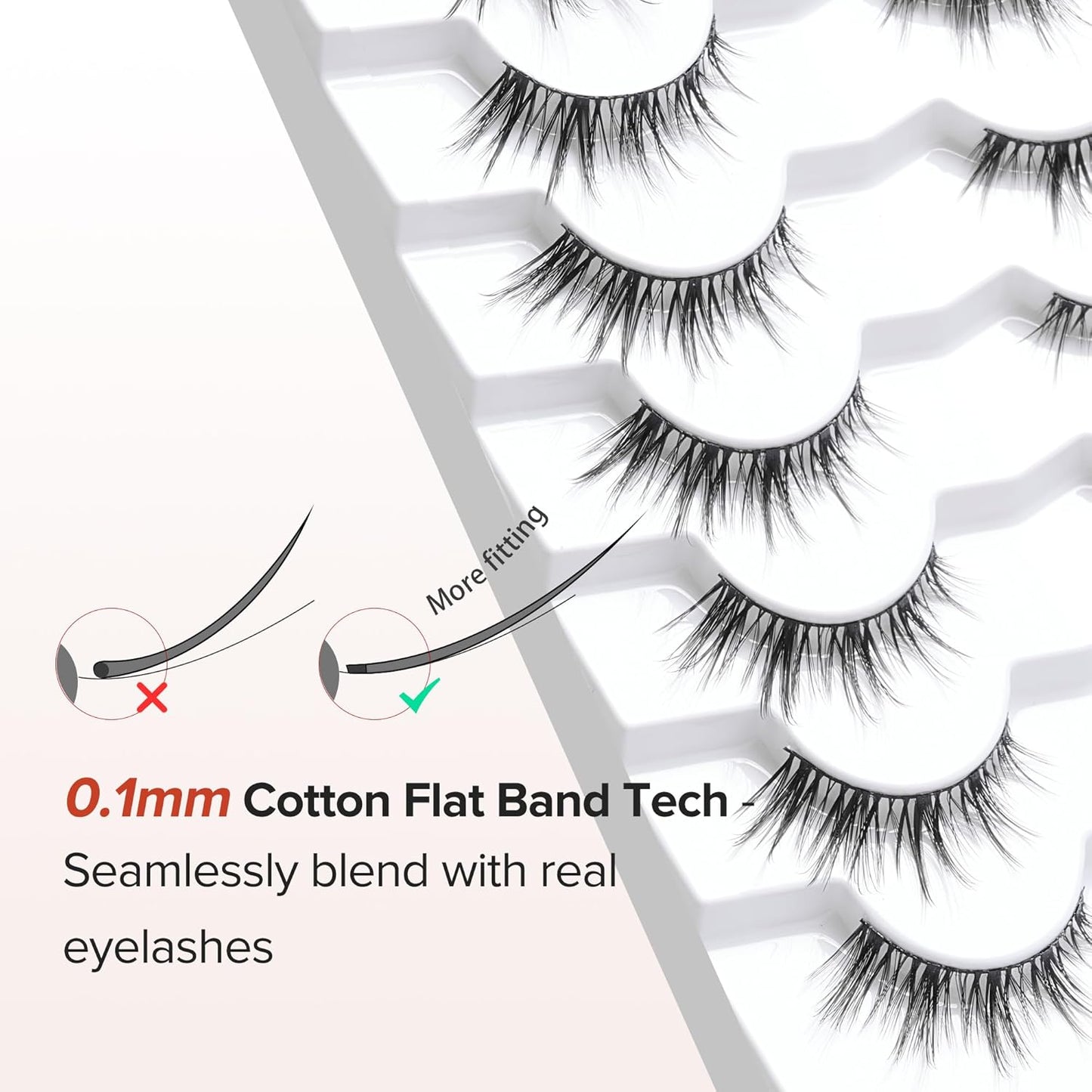 Manga Lashes Wispy 14mm False Eyelashes Natural Look Cat Eye Lashes Strips 0.1mm Thin Band Anime Eyelash 3D Volume Manhua Lash Pack C Curl Eyelashes 7 Pair Siligli