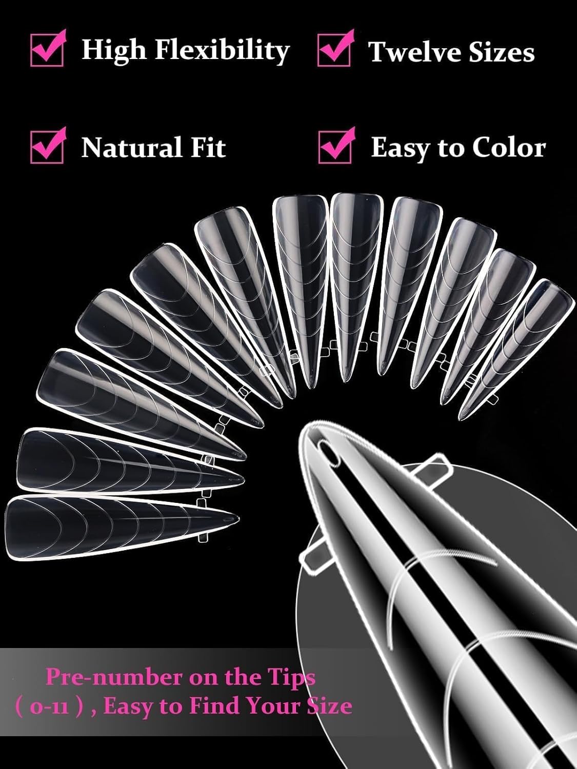 EBANKU Dual Nail Forms for Poly Extension Gel 120 PCS Structure Poly Nail Gel Stiletto Nail Tips for Builder Gel Solid Nail Gel Glue Nail Art Design Salon&DIY