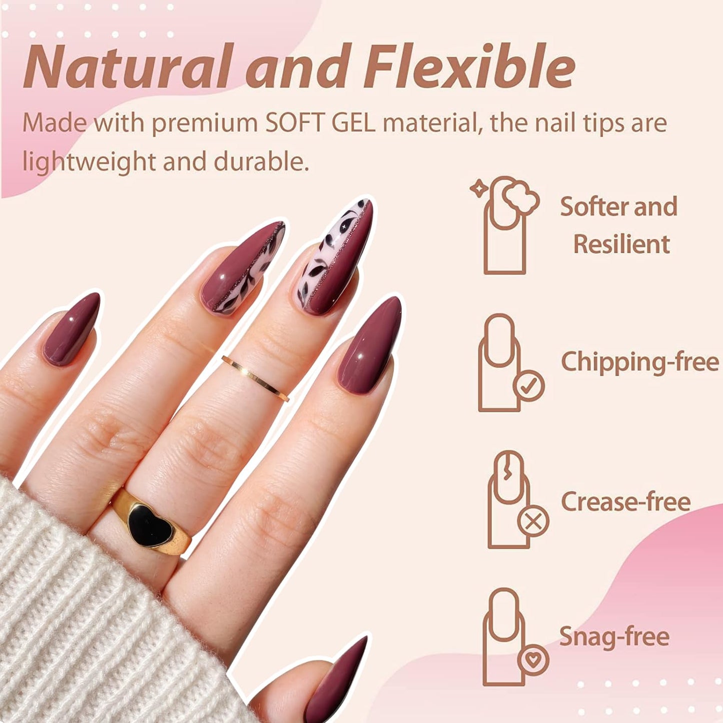 UNA GELLA Medium Almond Gel Nail Tips Half Matte 312pcs Almond Gel Nails No C Curve Clear False Fake Nails Effective Nail Extensions for DIY Art Salon-Level Press On Nails, 12 Sizes