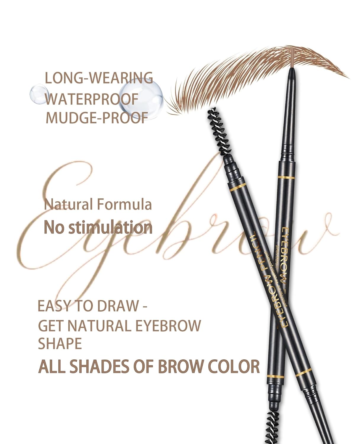 Medium Brown Eyebrow Pencils for Women, 12Pcs Ultra Slim Eyebrow Pencil with 2 Brow Razors Kit, Double Head 1.5mm Micro-Fine Tip & Spiral Brush, Can Draw Fine and Long-Lasting Brows Makeup