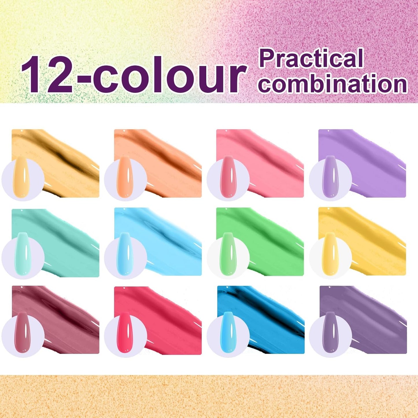 Gradient Painting Gel, 12 Bright Colors Ombre Gel Nail Polish for Pigment Pat Aura Nails, French Manicure DIY Nail Art Long-lasting No-wipe Cream Color Palette Lullaby Palette