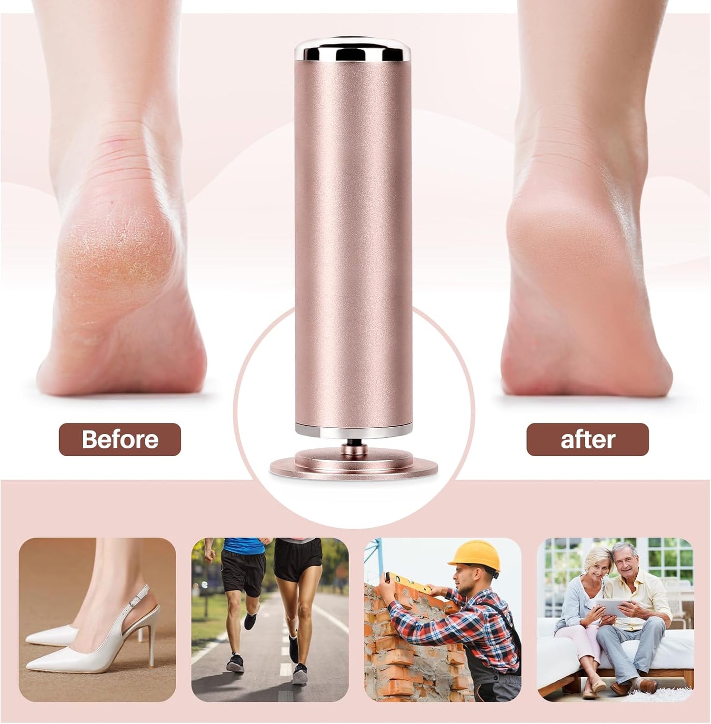 Electric Foot File Remover Callus: Profesional Pedicure Tool for Callus Remover - Adjustable Speed Feet File Grinder with 60 Pcs Replacement Sandpaper Disk for Skin and Calluses(Gold)