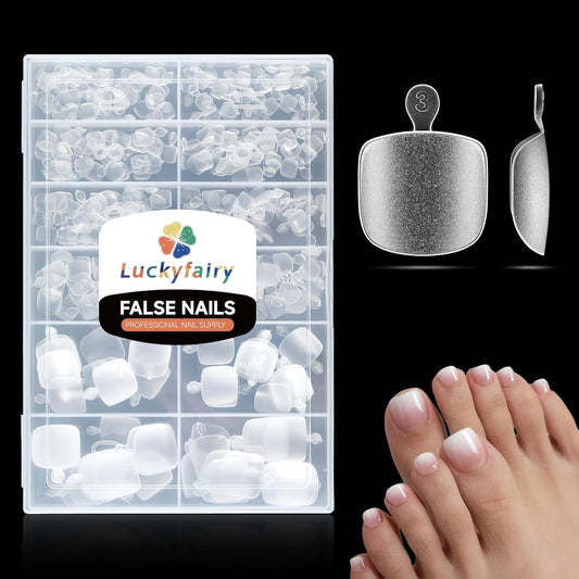 Short Toe Nail Tips Square Full Matte False Toenails Press On Nails 360pcs Smoothly Curved Toe Nail Tips for Efficient Extension Toe Acrylic Nails, 12 Sizes Artificial Toenails, Luckyfairy