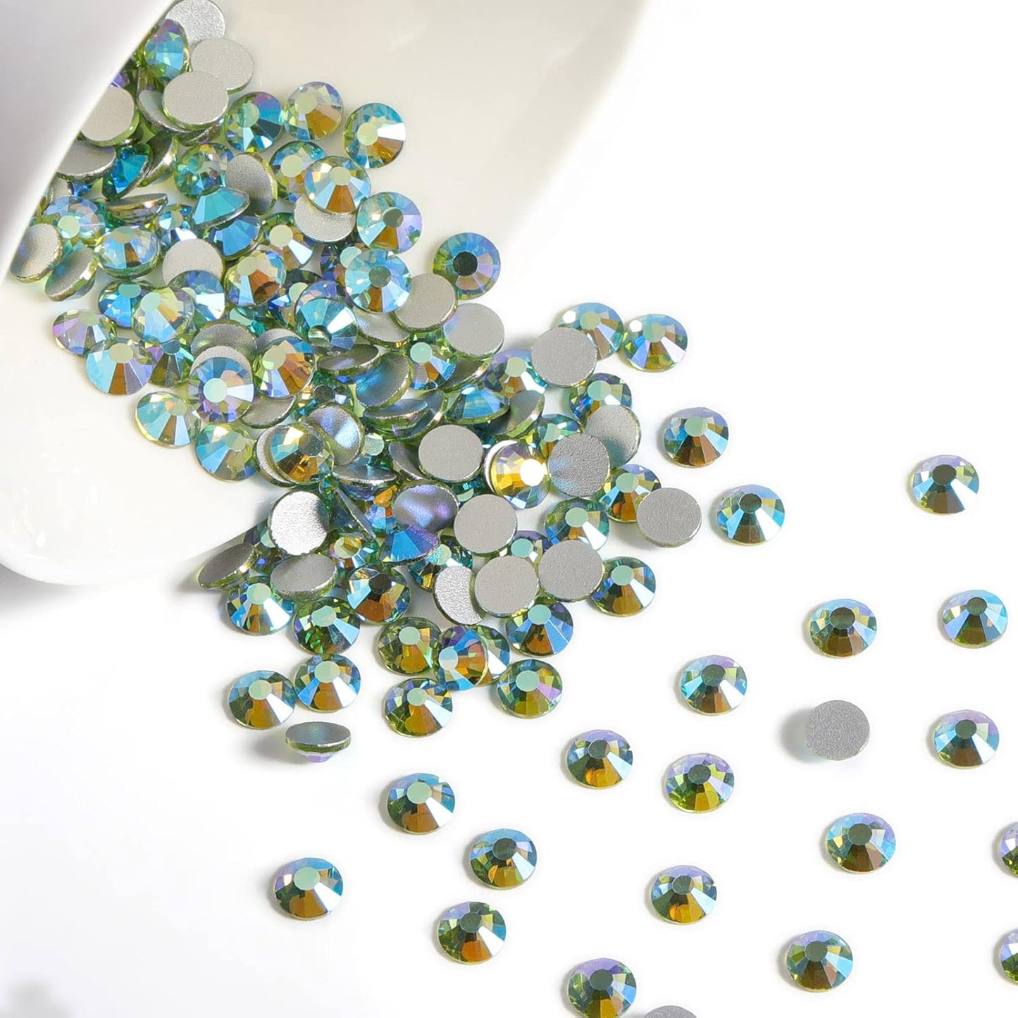 Beadsland 288 Pieces Flat Back Crystal Rhinestones Round Gems,Peridot AB,SS30,6.3-6.5mm