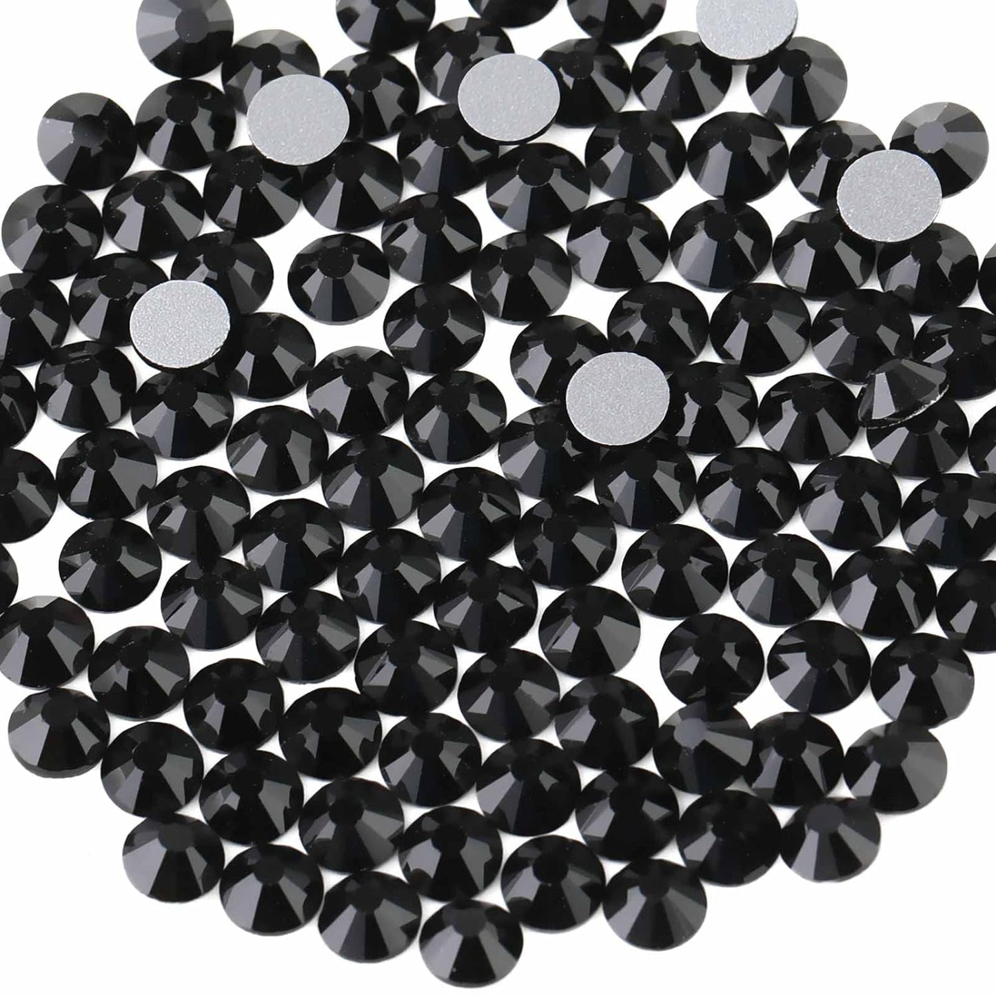 Beadsland 144 Pieces Flat Back Crystal Rhinestones Round Gems for Nail Art and Craft Glue Fix,Black,SS40,8.4-8.7mm