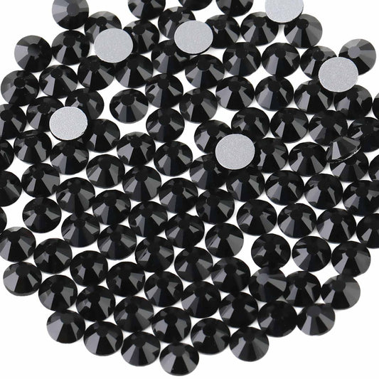 Beadsland 144 Pieces Flat Back Crystal Rhinestones Round Gems for Nail Art and Craft Glue Fix,Black,SS40,8.4-8.7mm