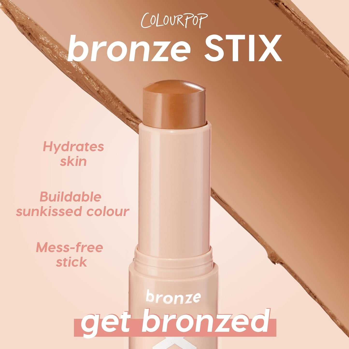 ColourPop Cream Bronzer Stick - Blendable Cream Contour & Glowy Summer Makeup with a Natural, Matte Finish - Buildable Formula for Shimmer-Free, Sun-Kissed Warmth - Shell Beach (0.28 oz)