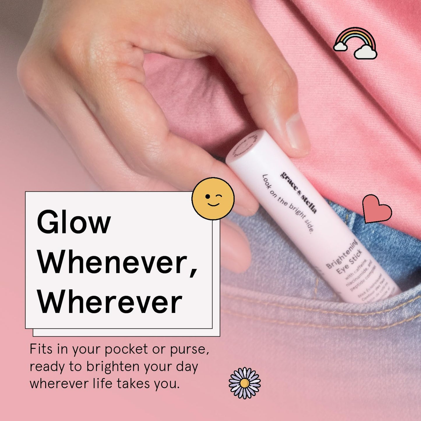 grace & stella Under Eye Brightener Balm Stick - Travel Essentials - Caffeine Eye Cream for Dark Circles, Puffiness, Wrinkles - Vegan Moisturizer Stick with Niacinamide, Hyaluronic Acid (0.13oz/3.5g)