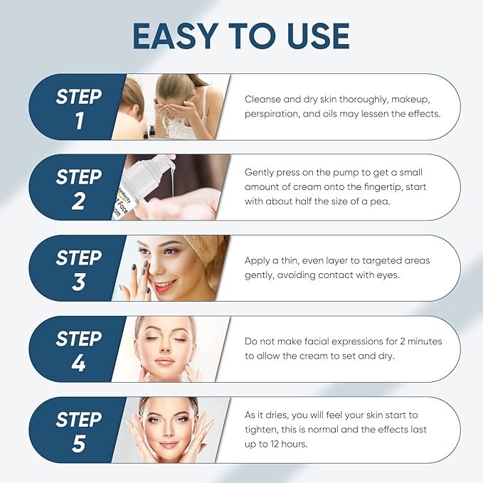 Instant Face Lift Cream, Temporary Skin Tightening Cream with Hyaluronic Acid, Visibly Firming Loose Sagging Skin for Face and Neck in 2 Minutes, Smooth Fine Lines and Wrinkle