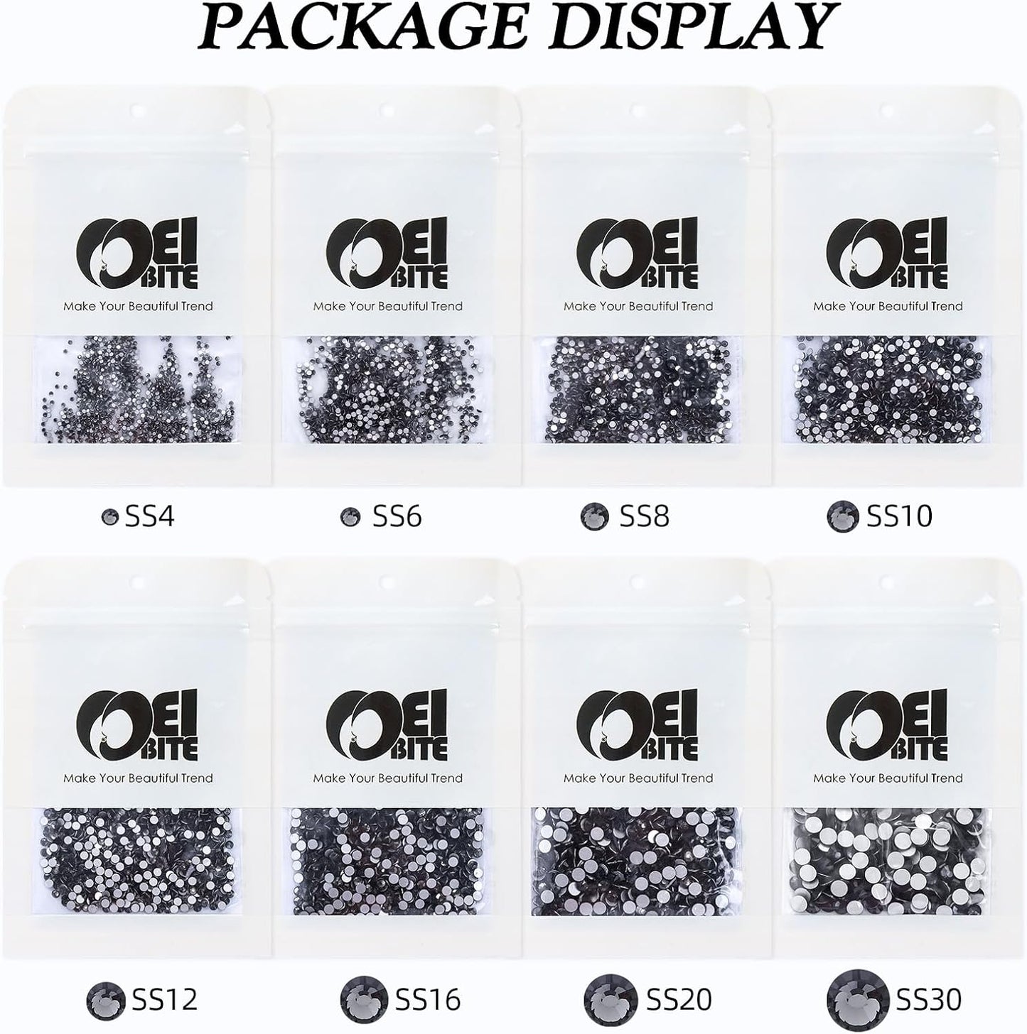 Gray Flatback Rhinestones, Glass Rhinestones for Nail Art and Craft, Glue Fix, Loose Crystal Gemstones(Gray, SS20, 1440pcs, 4.6-4.8mm)