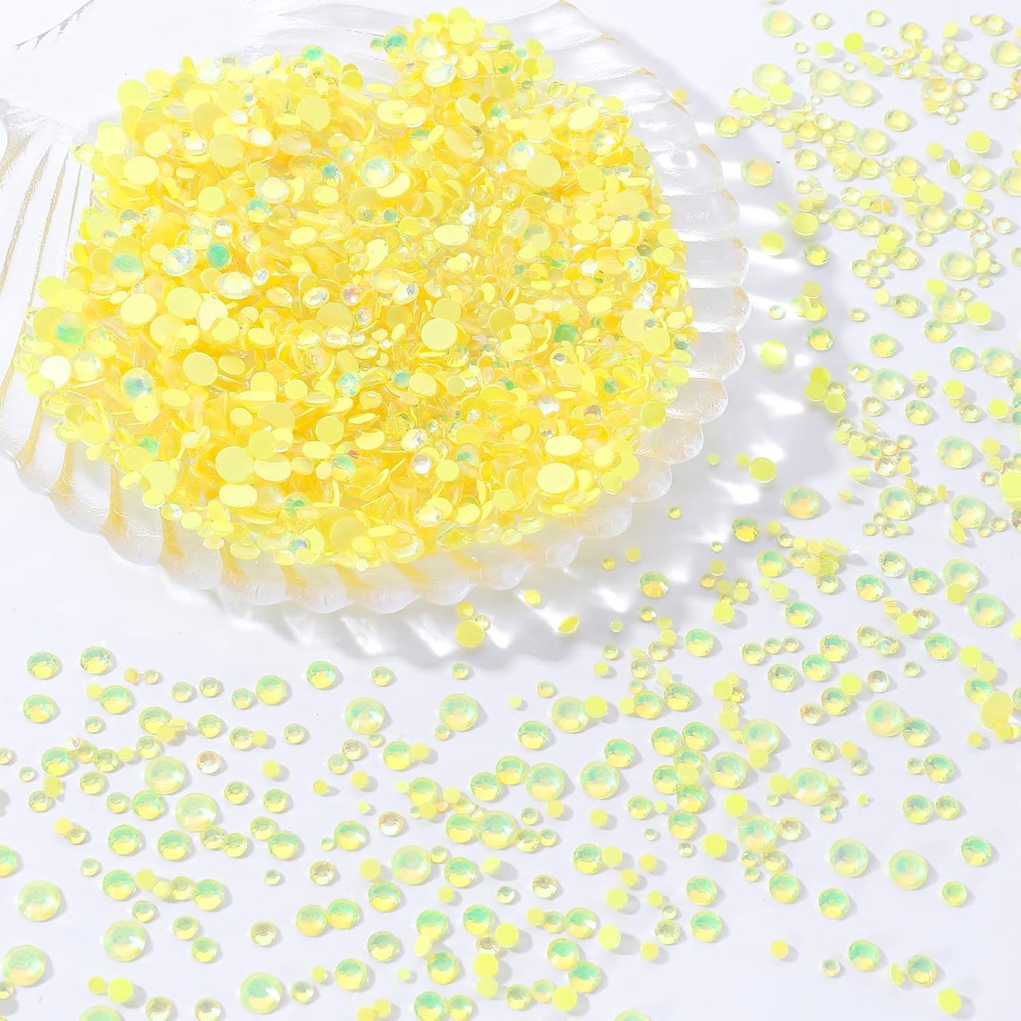 F Yellow Flatback Rhinestones, Glass Rhinestones for Nail Art and Craft, Glue Fix, Loose Crystal Gemstones(F Yellow, SS6, 1440pcs, 1.9-2.0mm)