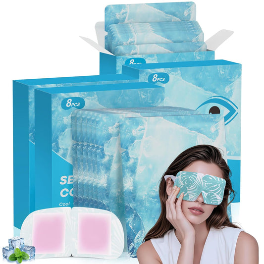 Hydrogel Self Cooling Eye Mask,Cold Eye Mask for Puffy & Burning Eyes,Cold Compress for Fast Relief with Fatigue and Headaches, Individually Wrapped Cool Care Travel Essentials,32 Packs