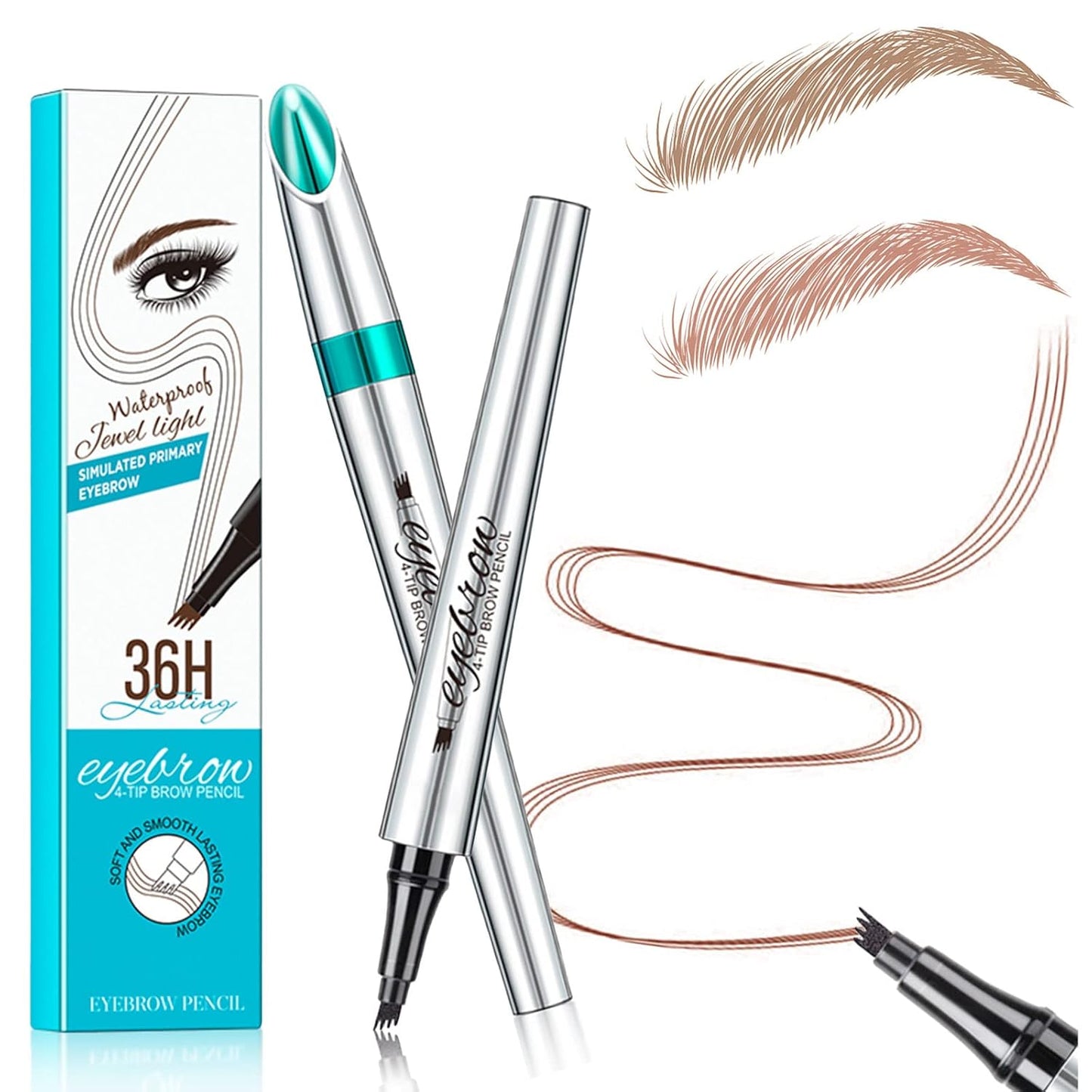 Microblading Eyebrow Pencil, Eyebrow Pen with an Upgrade Micro-Fork Tip Applicator, Waterproof Long-Lasting Microblading Brow Pen, Brow Pencil for Natural Looking Brows Makeup, Reddish Brown, 1Pcs
