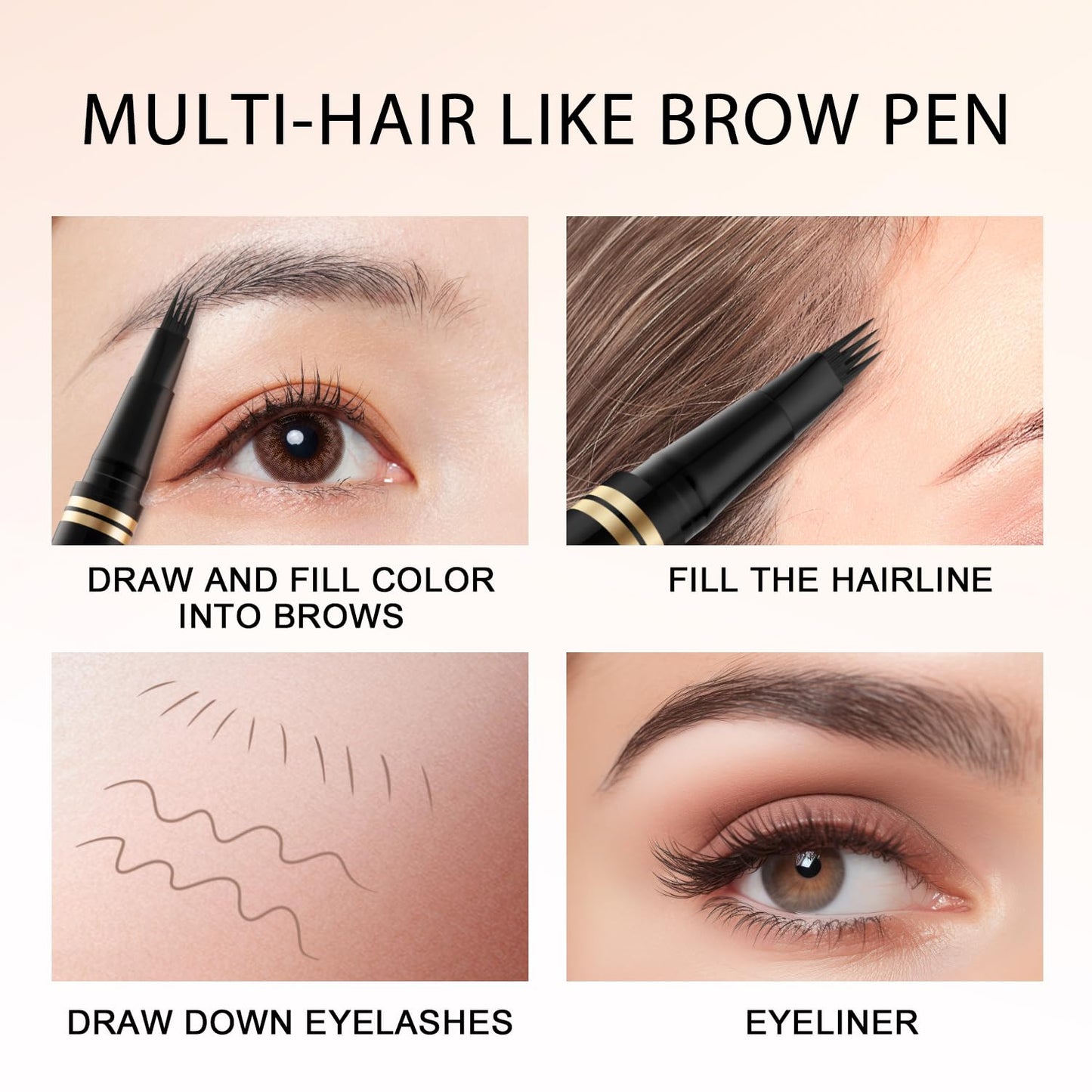 Eyebrow Pen,2-in-1 Waterproof Eyebrow Pencil with 4 Tip Microblading Brow Pen and Ultra-Precise Brow Pencil,with Dual-ended Eyebrow Brush,Eyebrow Makeup for Natural Looking - Taupe