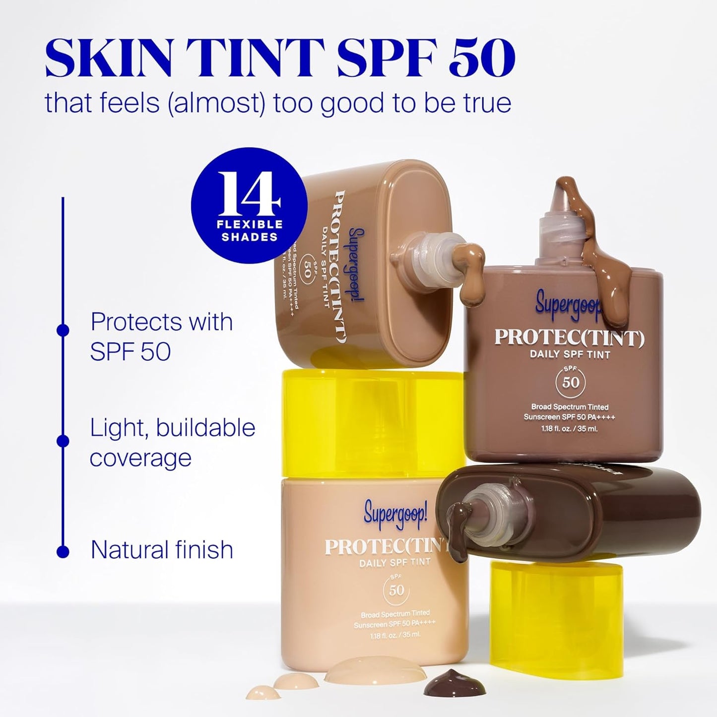 Supergoop! Protec(tint) Daily Skin Tint SPF 50 - 26W - Light, Buildable Coverage for Immediately Smooth, Even-Looking Skin - Natural Finish