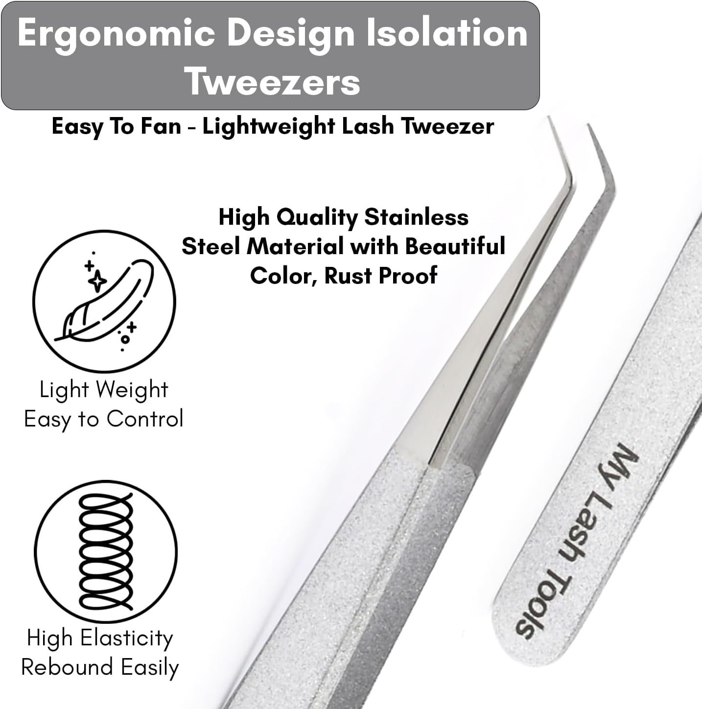 Isolation Tweezer Eyelash Extension Curved Degree Tweezers for Isolation – 14cm Japanese Stainless Steel, Best for Individual Isolation & Classic Lashes Eyelash Twisers (Silver Pantone)