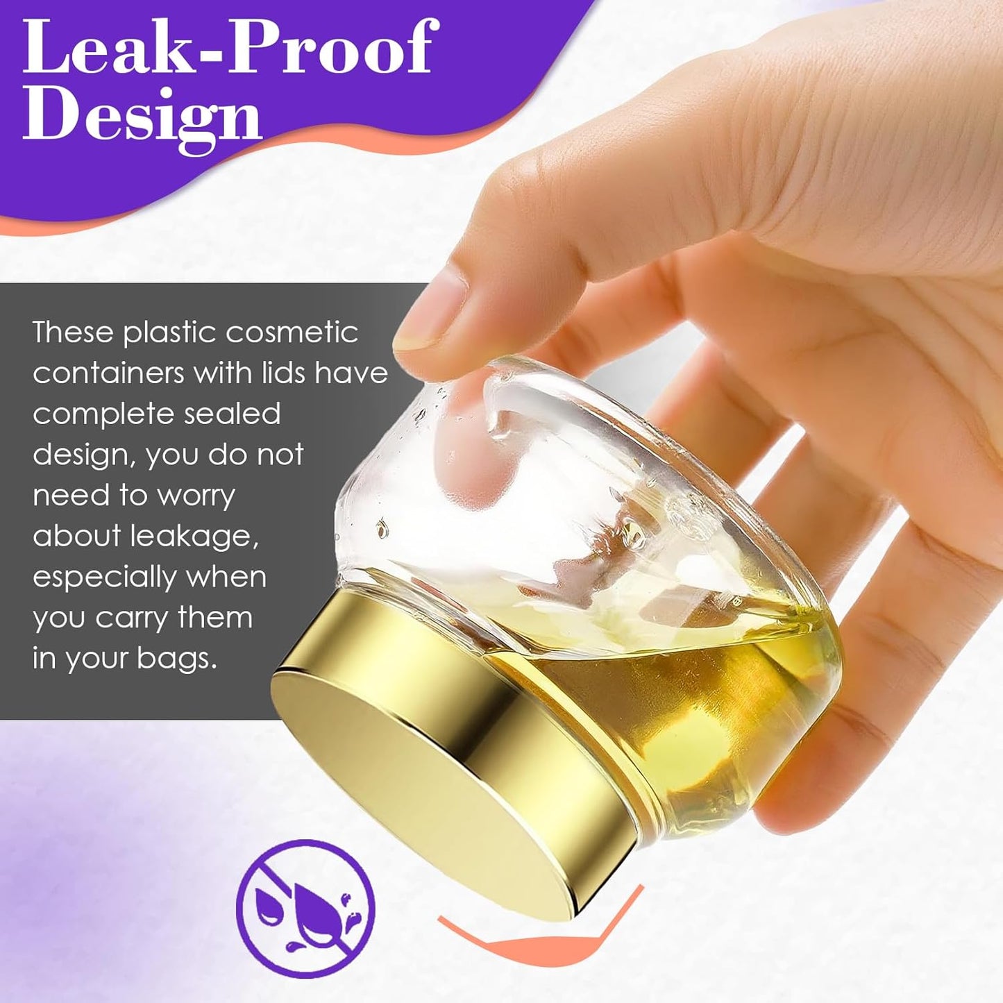 36 Pack 5 oz Plastic Cosmetic Containers With Lids Refillable Clear Empty Travle Jars Containers for Body Butter,Sugar Scrubs,Cream,Lotions,Candy, Waterproof Label&Spatulas - (Gold)