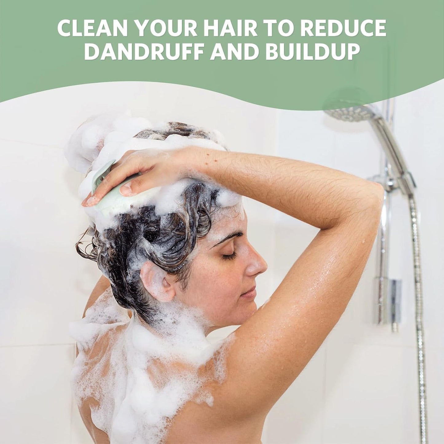 Sndyi Scalp Massager Shampoo Brush, Scalp Scrubber with Soft Silicone Bristles, Scalp Exfoliator for Dandruff Removal, Wheat Straw Hair Scalp Massager for Hair Growth, Wet Dry Scalp Brush, Green