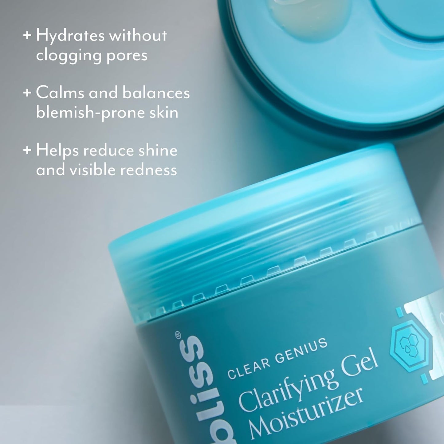 Bliss Clear Genius Clarifying Gel Moisturizer with CLARITY 5 Complex | Salicylic Acid, Niacinamide & Witch Hazel for Blemish-Prone Skin, 1.7 fl oz