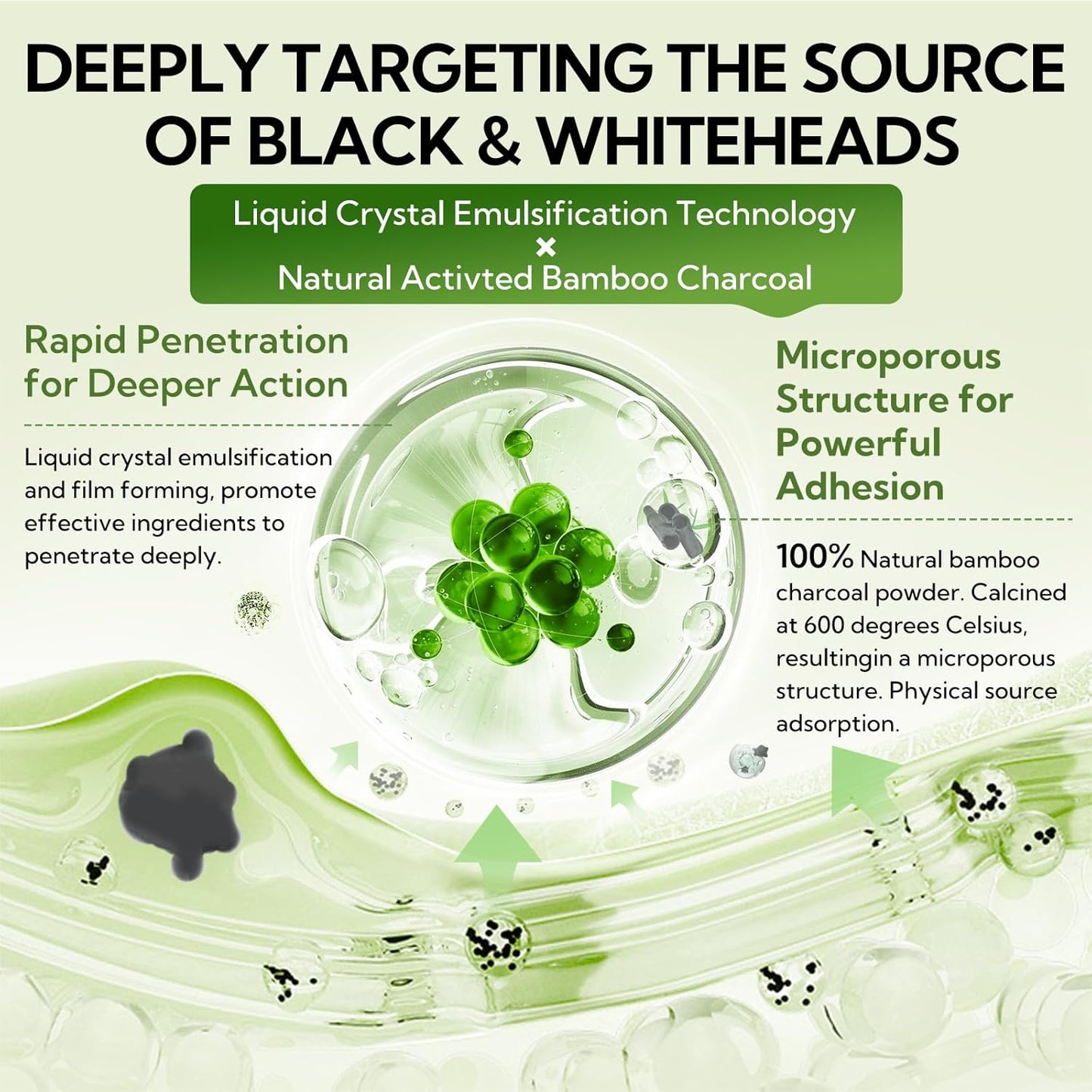 LANBENA 3.0 Bamboo Charcoal Blackhead Remover Mask, 50g/1.76 oz, 120+ pcs Nose Pore Strips, Peel off Face Mask Whiteheads Cleanser Strawberry Nose Purifying, with Amazonian White Clay