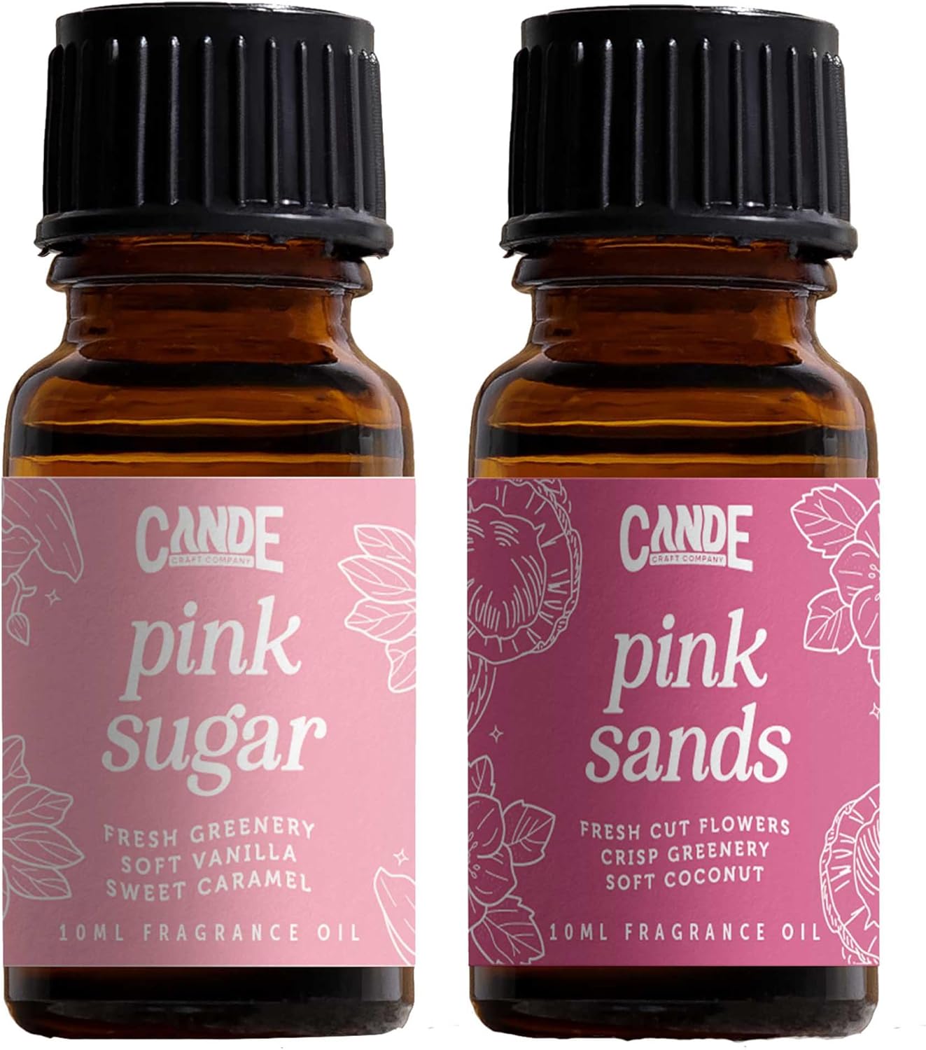 CANDECraftCo Premium Fragrance Oil – Diffuser Oils Fragrances Scented for Home, Candle Soap Making Supplies, Aromatherapy Blends for House (0.34 Fl Oz) (2-Pack, Pink Sugar & Pink Sands)