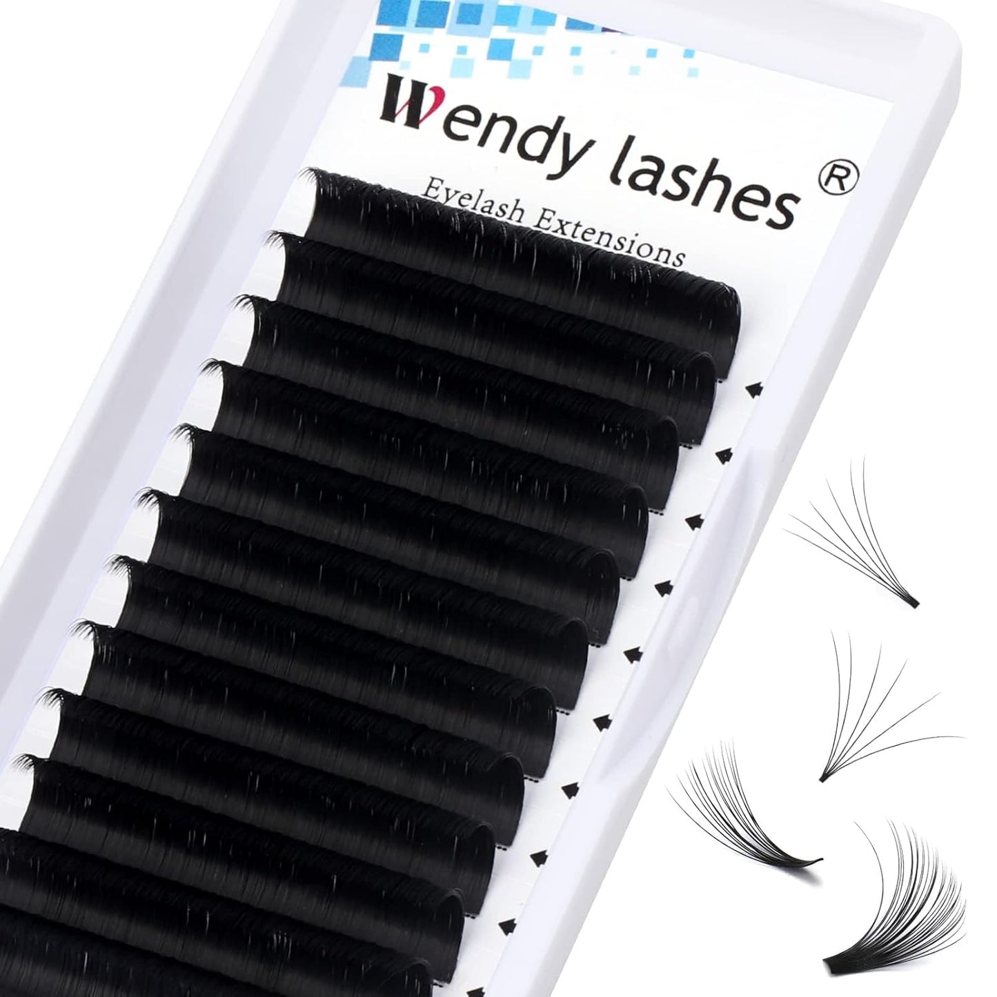 Easy Fan Volume for Lash Artists: Wendy, Handmade Fans for Eyelash Extensions, Self Fanning, Blooming, B-KH, Black, D-0.05-13