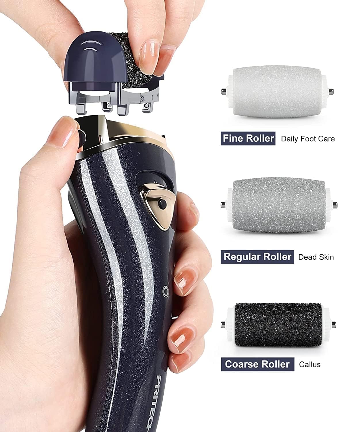 Electric Foot Callus Removers, Portable Electronic Foot File Pedicure Tools, Electric Callus Remover Kit, Professional Pedi Feet Care for Dead, Hard Cracked Dry Skin (Black)