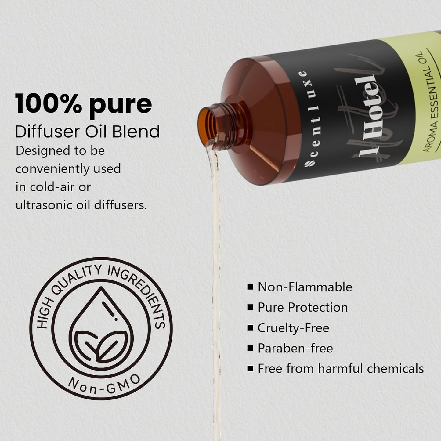 Hotel Diffuser Oil & Aroma Essential Oil Blend Luxury 1 Hotel Inspired Aromatherapy with Jasmine, Pink Pepper, Pineapple, Cedar & Amber for Ultrasonic Diffusers & Nebulizers - 8.45 fl oz, 250 mL